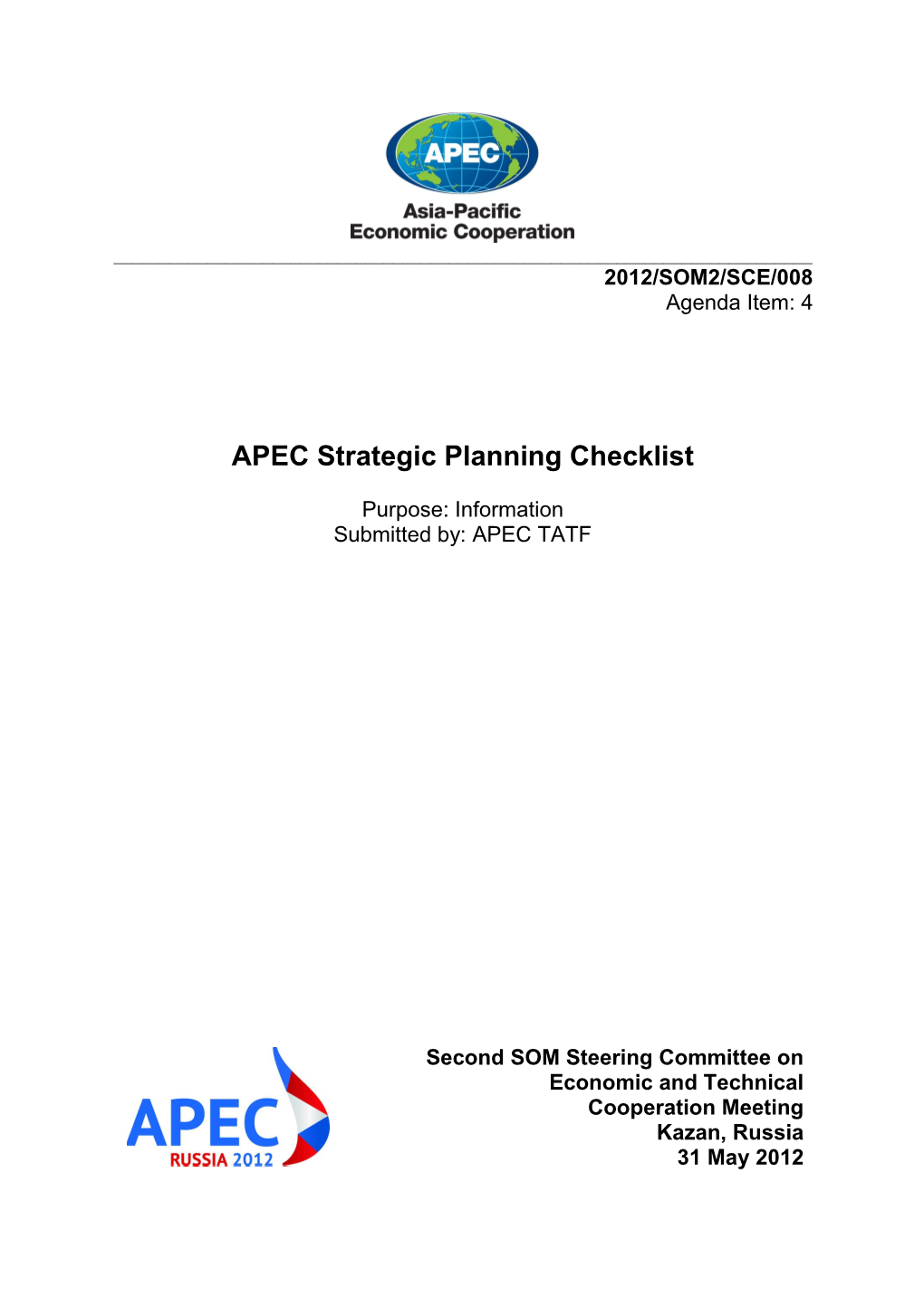 APEC Strategic Planning Checklist