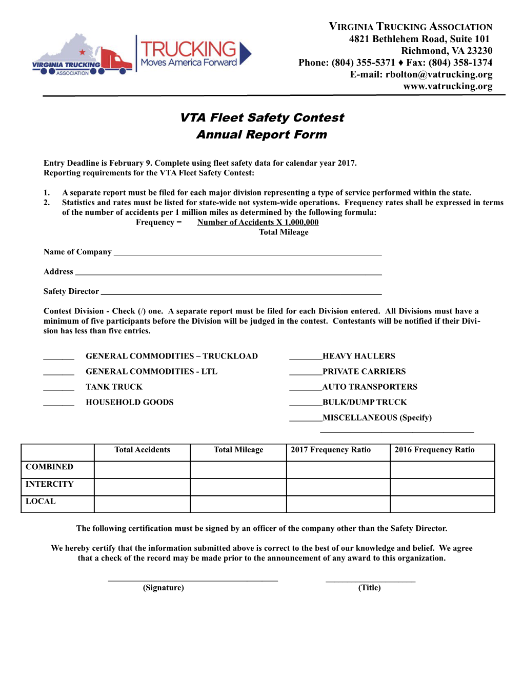 VTA Fleet Safety Contest