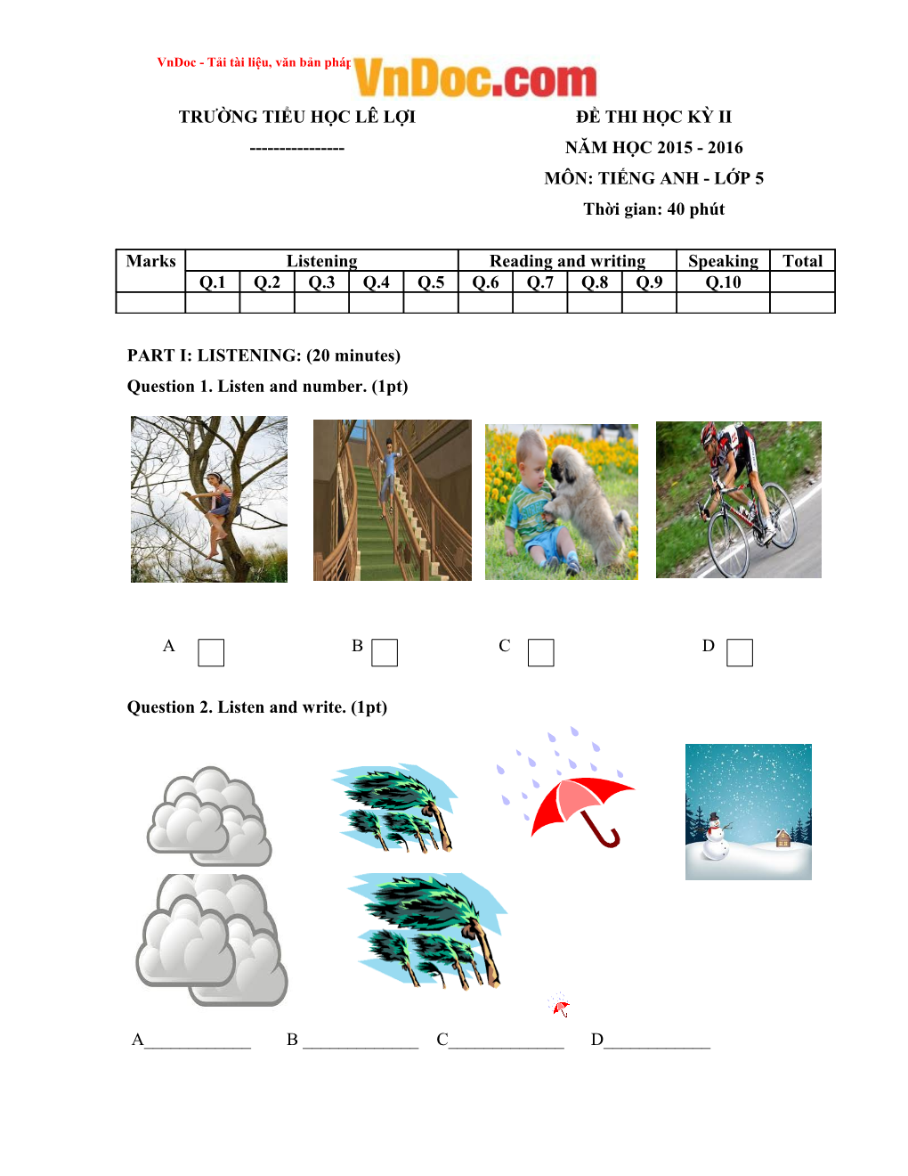 Le Loi Primary School Final Test