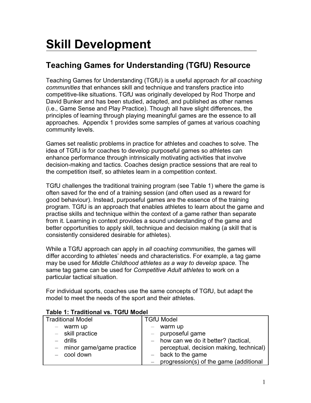 Teaching Games for Understanding (Tgfu)Resource