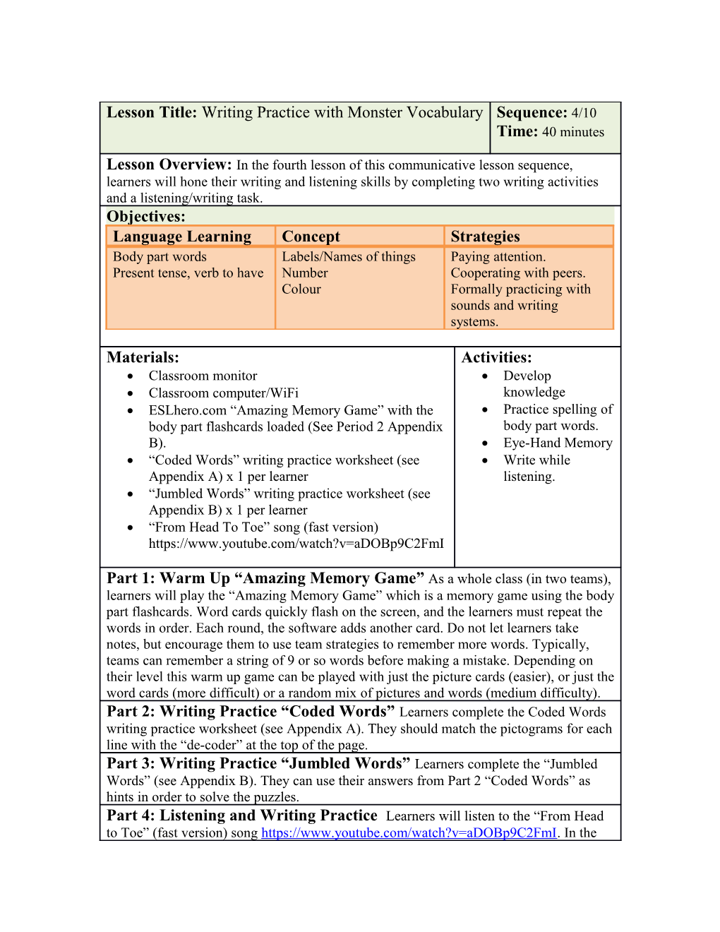 Coded Words Writing Practice Worksheet (See Appendix A) X 1 Per Learner