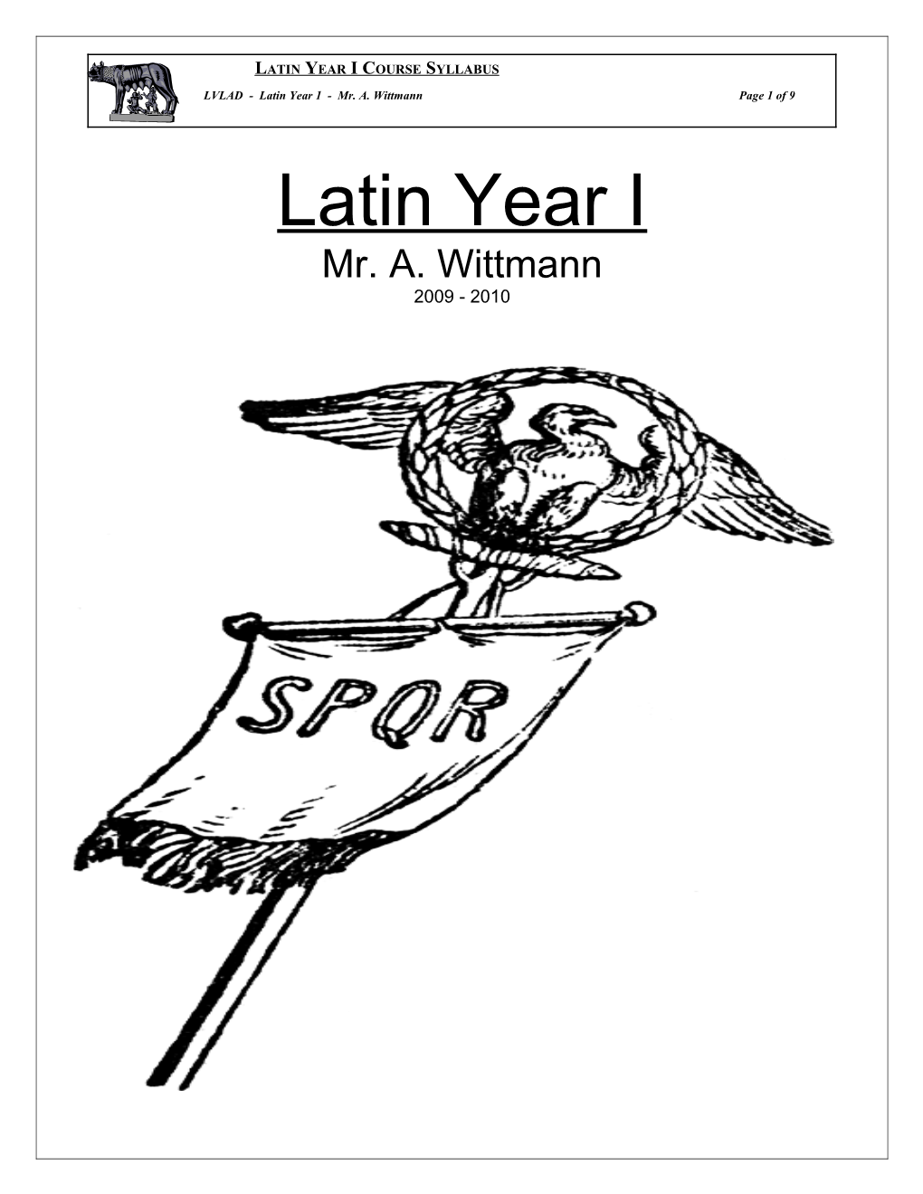 LVLAD - Latin Year 1 - Mr. A. Wittmannpage 1 of 8