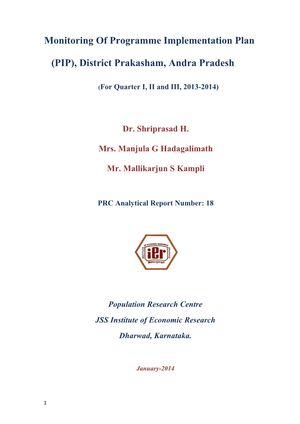 Prakasam - PIP Report