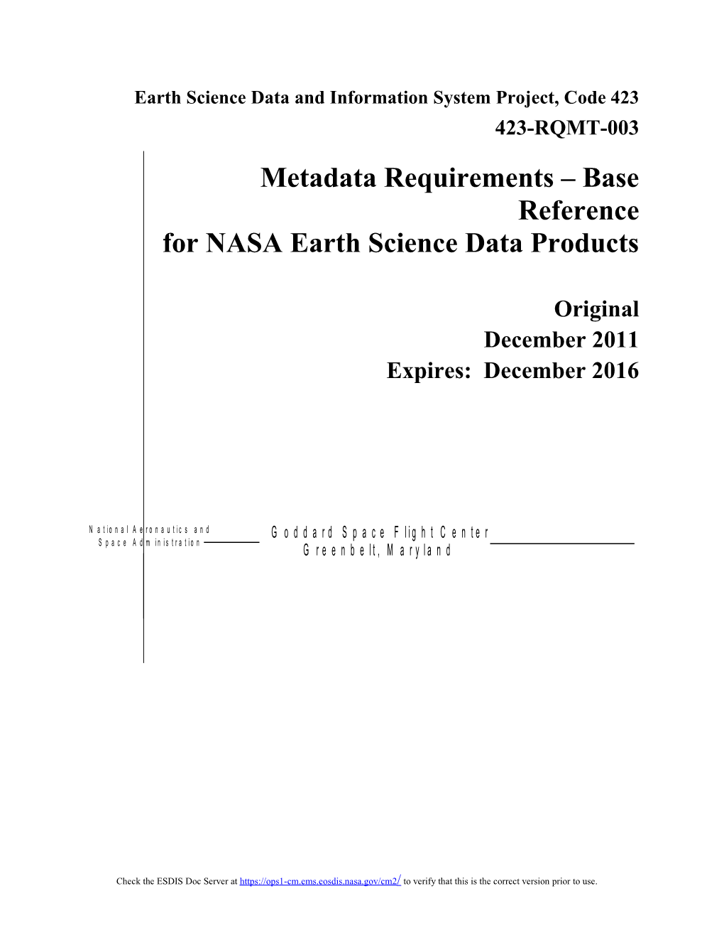 Earth Science Data and Information System Project, Code 423