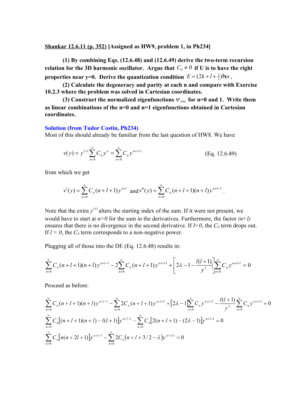 Shankar 12.6.11 (P. 352) Assigned As HW9, Problem 1, in Ph234