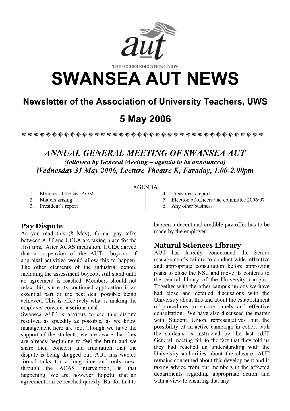 Swansea Aut News