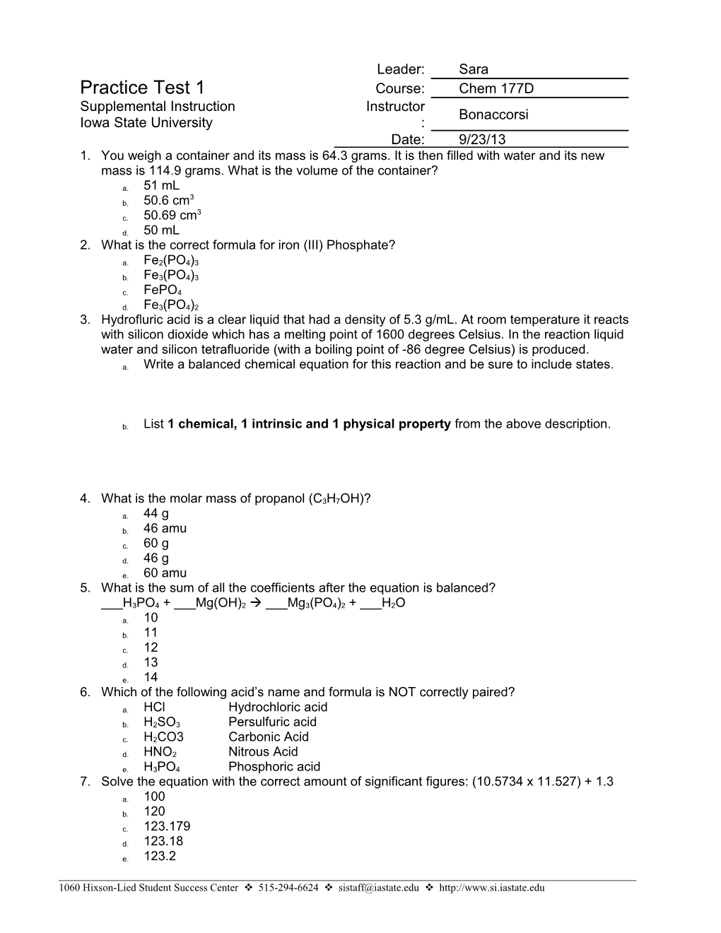 What Is the Correct Formula for Iron (III) Phosphate?