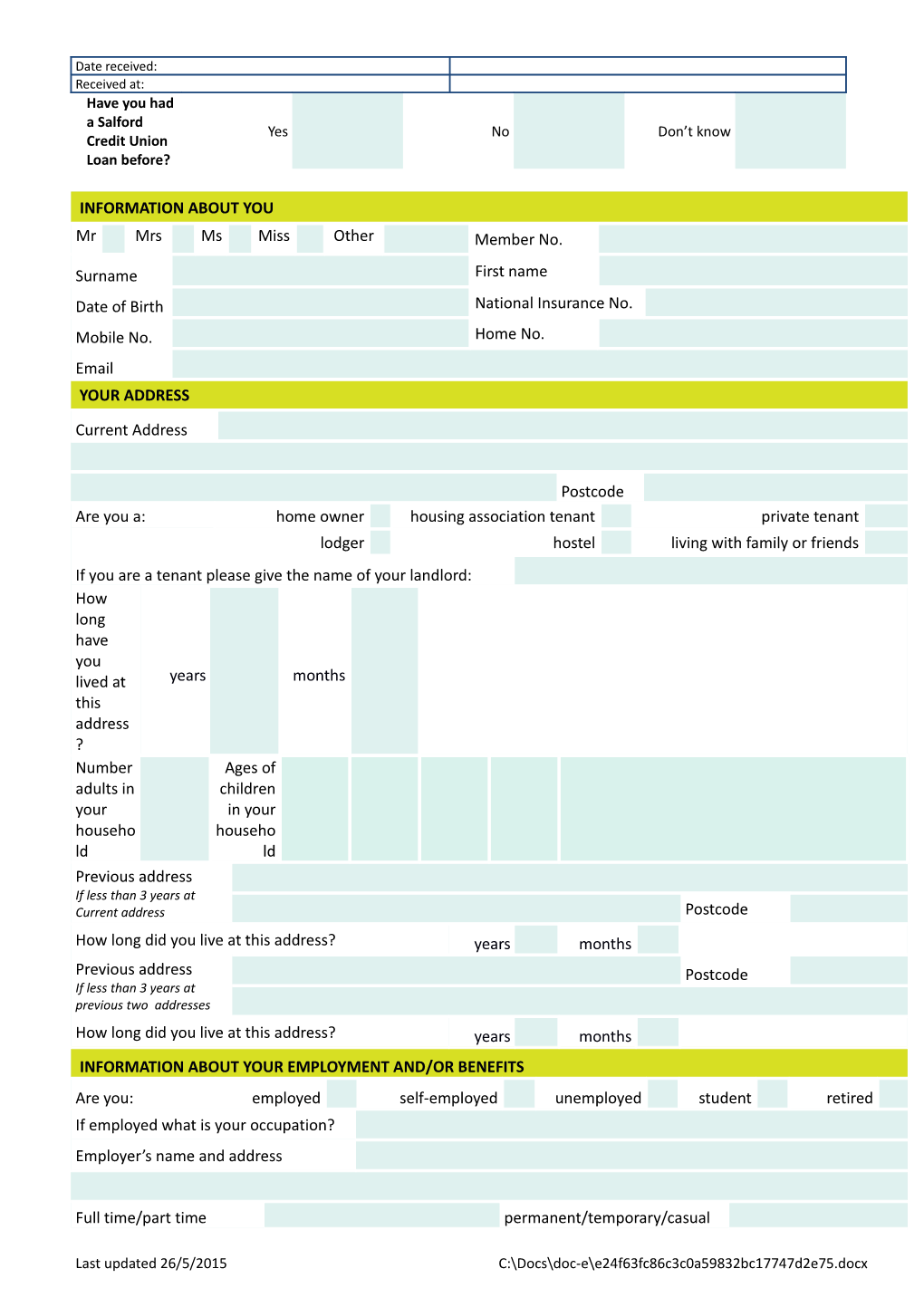 Last Updated 26/5/2015Z: Original Forms Loan Application Form