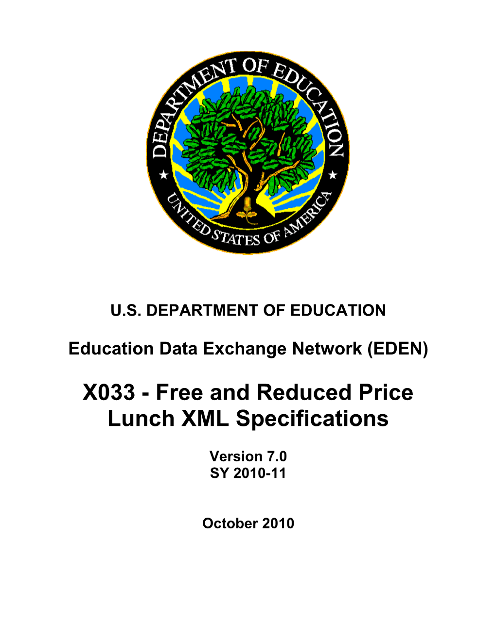 X033 - Free and Reduced Price Lunch XML Specifications (MS Word)