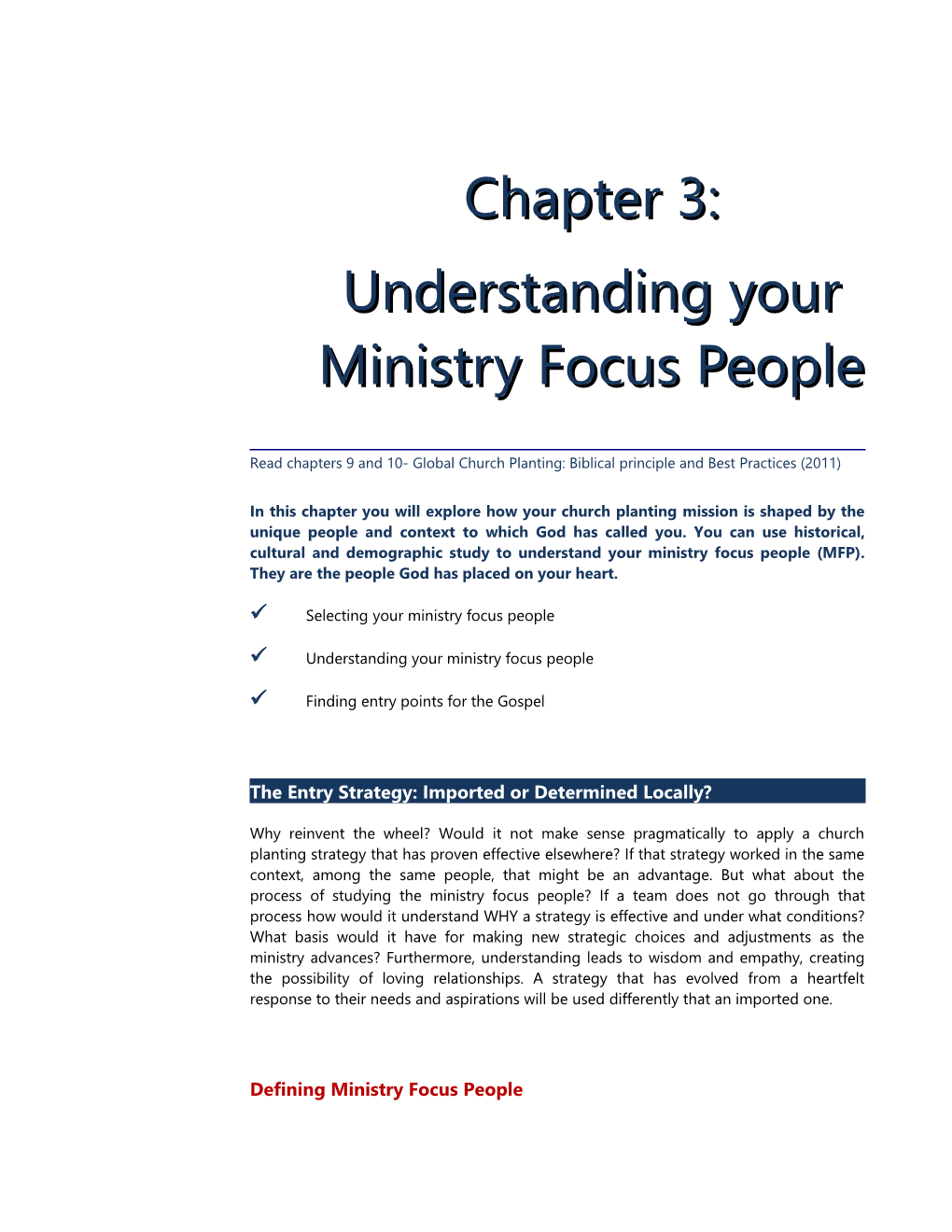 Church Planters Who Empower and Multiply -Chapter 3: Understanding Your Ministry Focus People