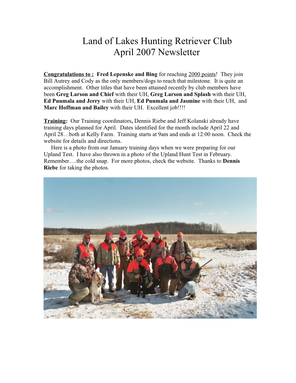 Annual Wild Game Potluck and Awards Banquet at the Samsons on 06Jan07