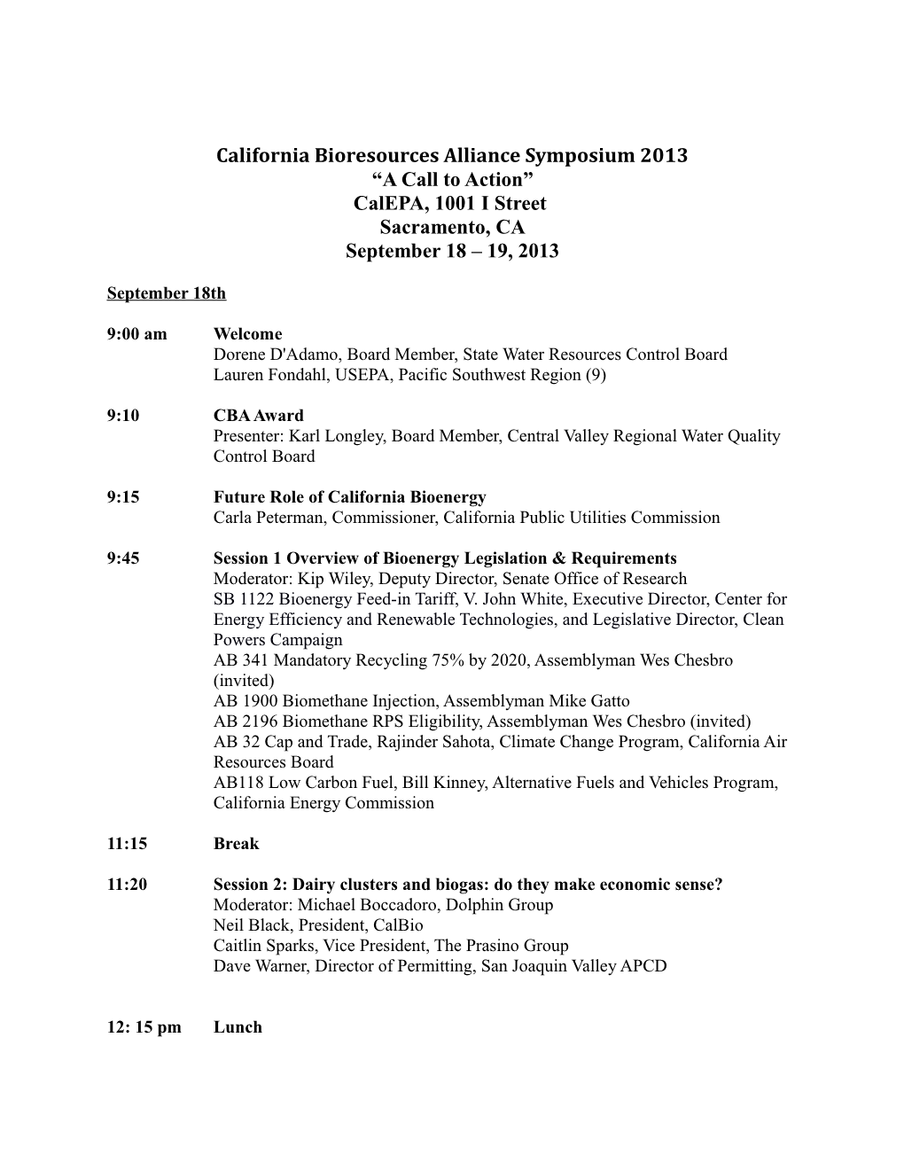 California Biosolids Symposium Agenda