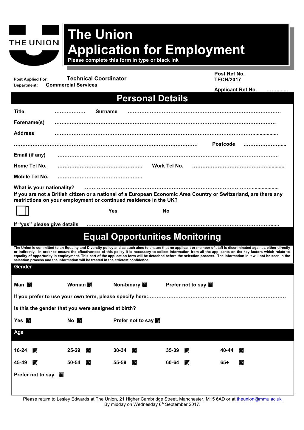 Please Complete This Form in Type Or Black Ink