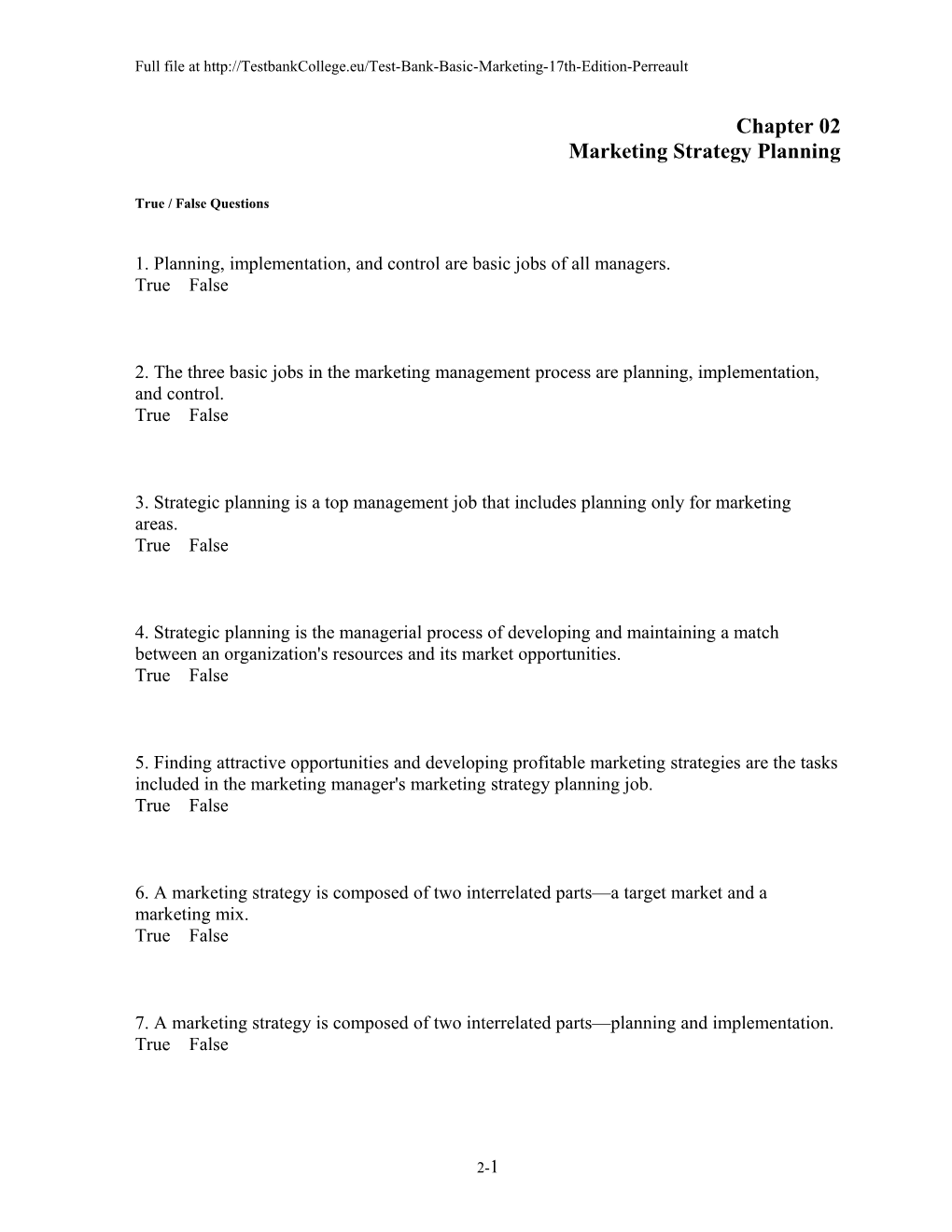 Chapter 02 Marketing Strategy Planning