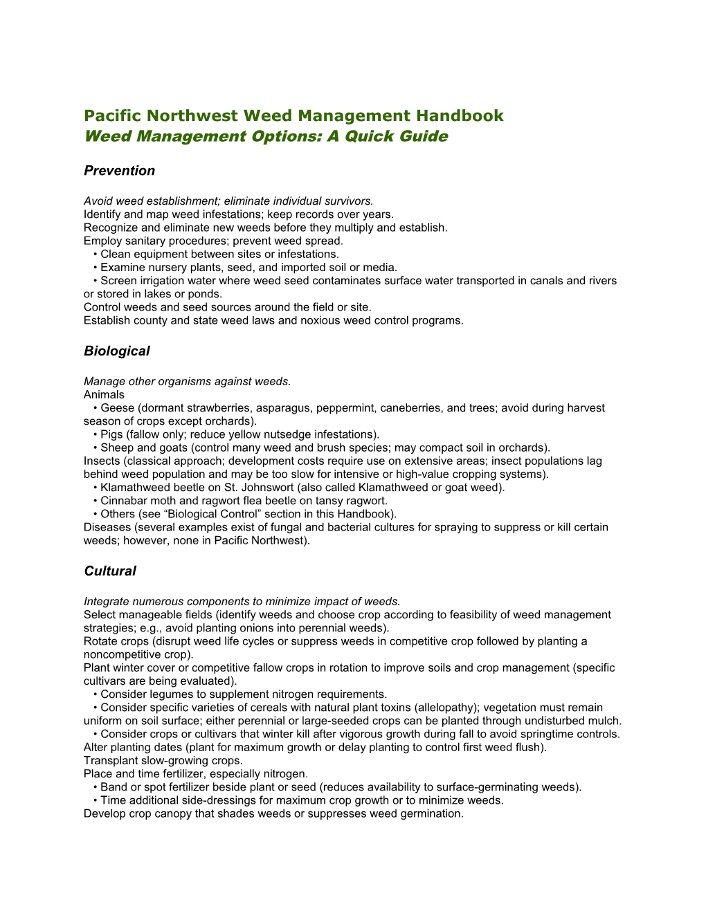 Pacific Northwest Weed Management Handbook