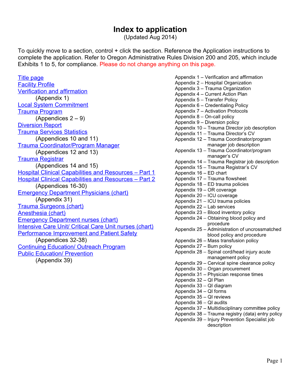 Trauma Application Form