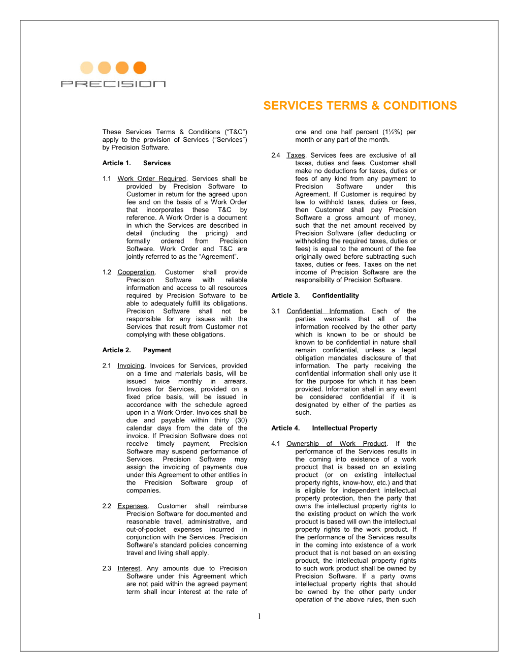 Services Terms & Conditions