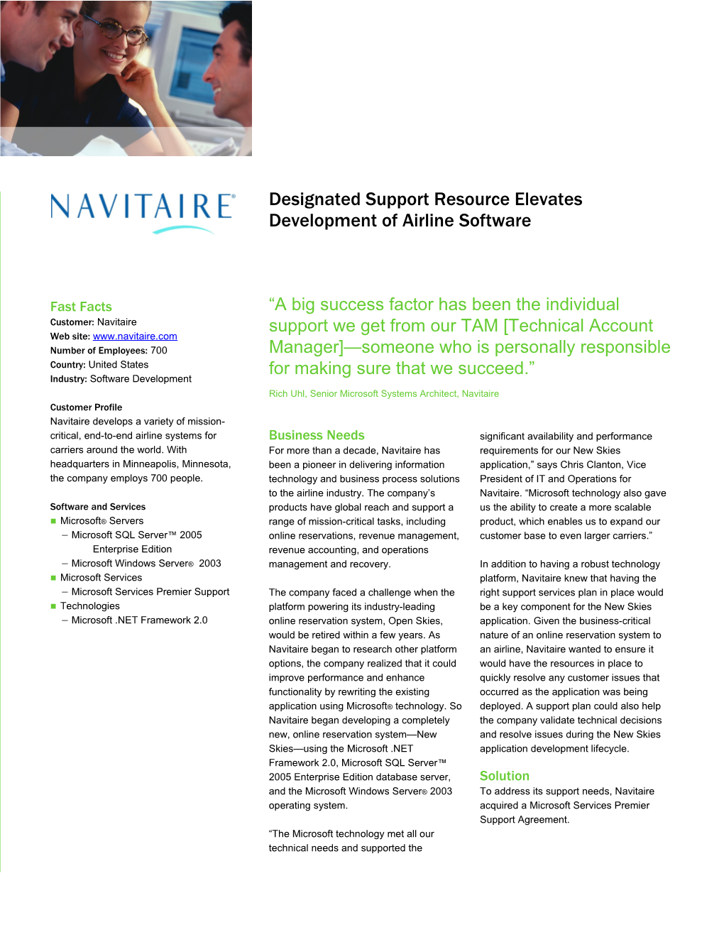 Designated Resource from Microsoft Support Elevates Development of Airline Software