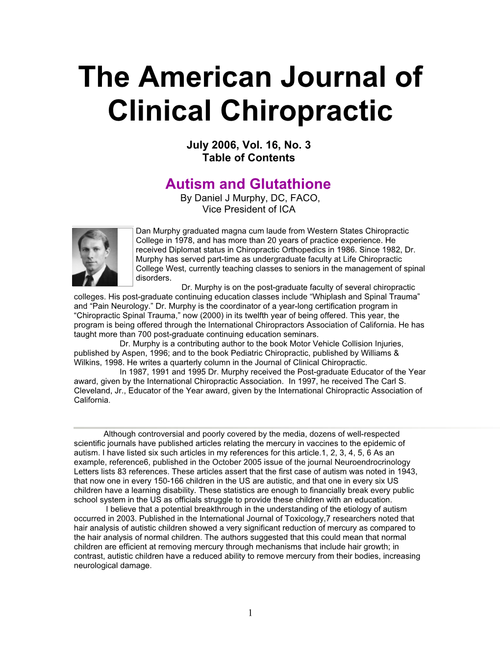 The American Journal of Clinical Chiropractic