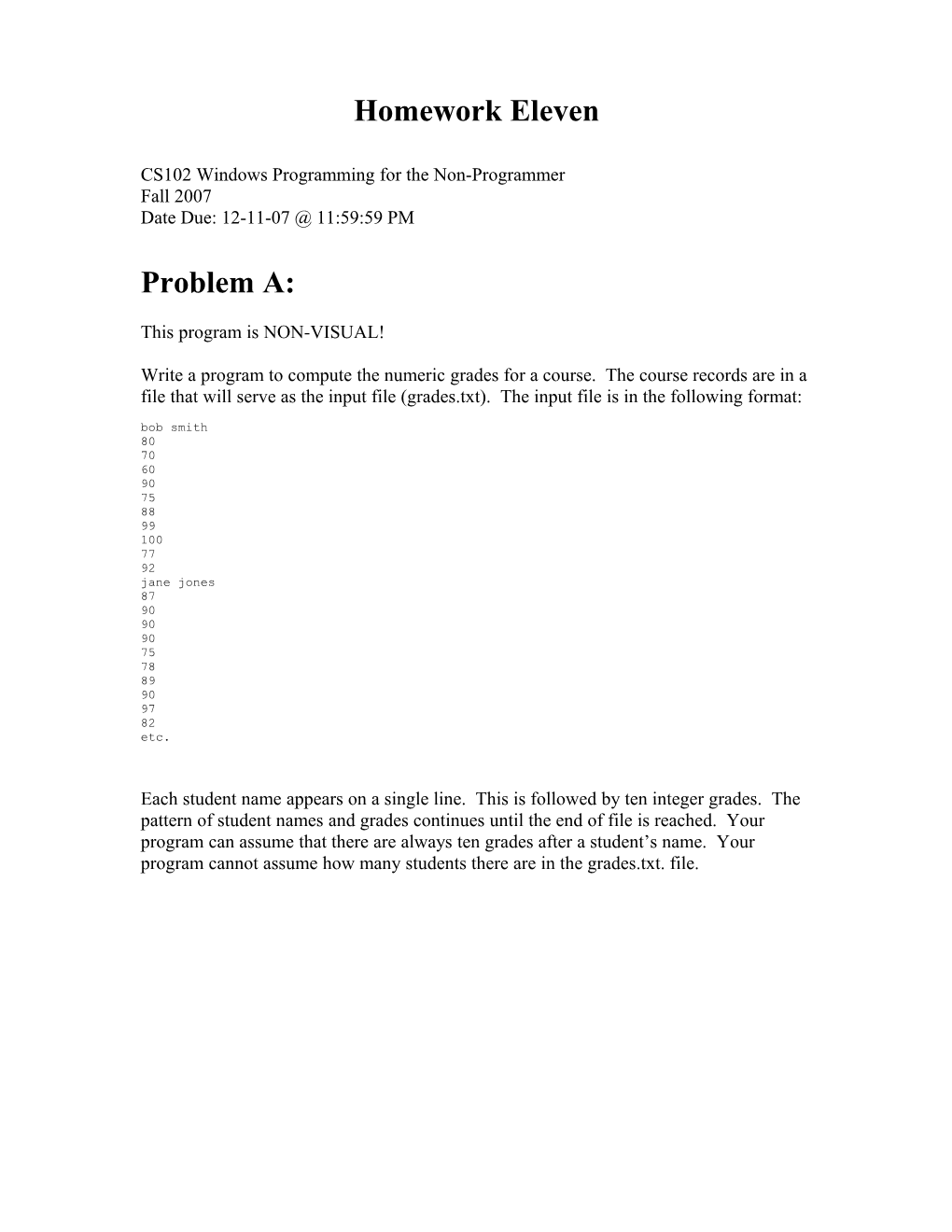 CS102 Windows Programming for the Non-Programmer
