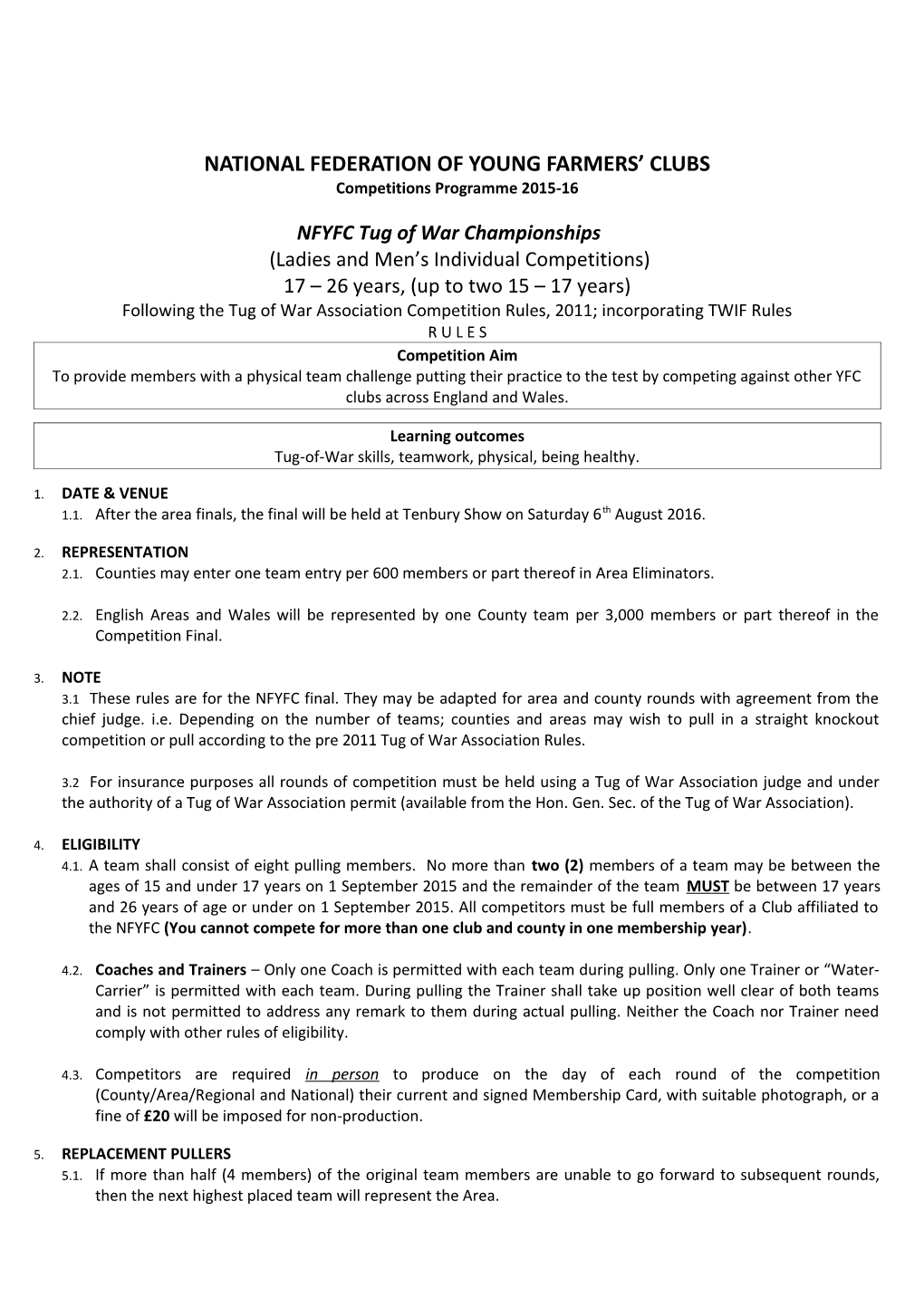 NFYFC Tug of War Championships