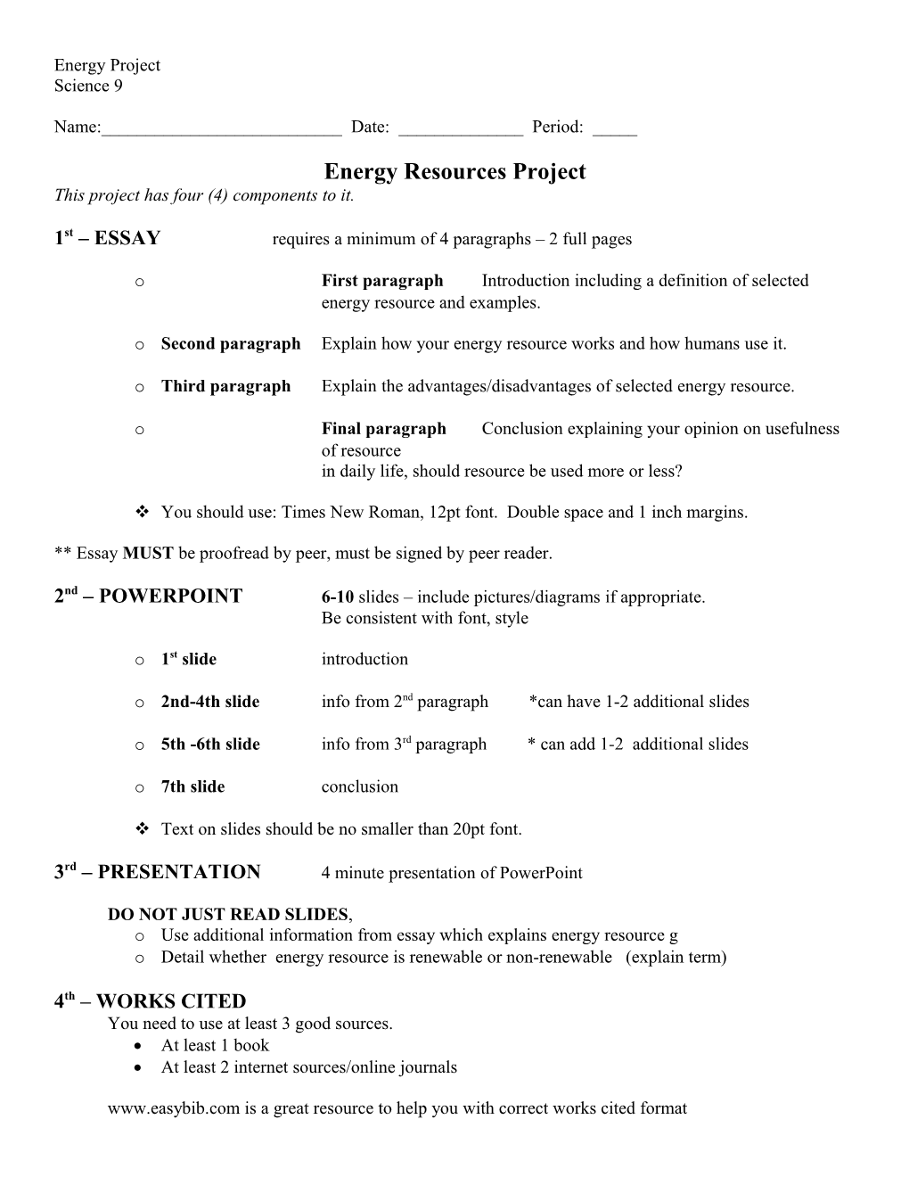 Energy Resources Project