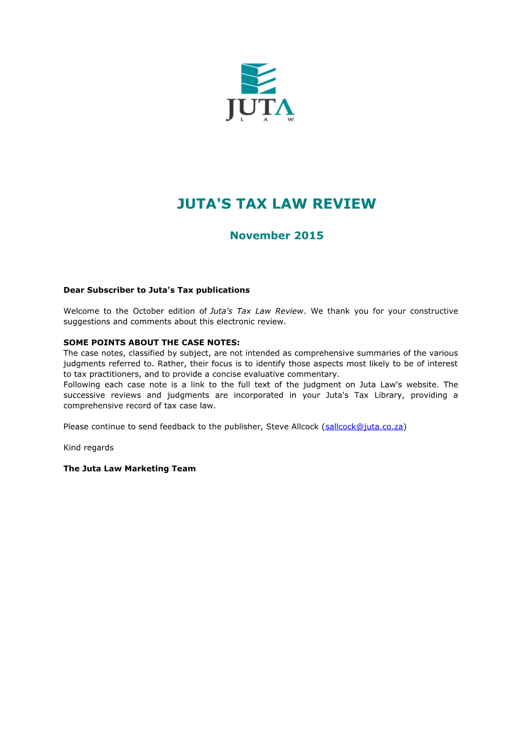 Juta's Tax Law Review