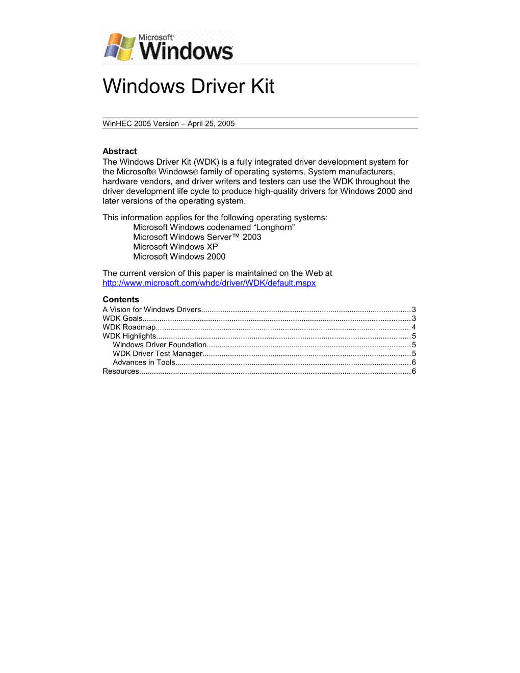 Windows Driver Kit
