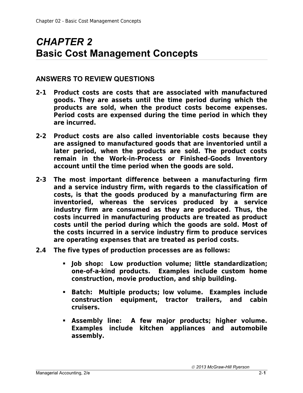 Chapter 02 - Basic Cost Management Concepts