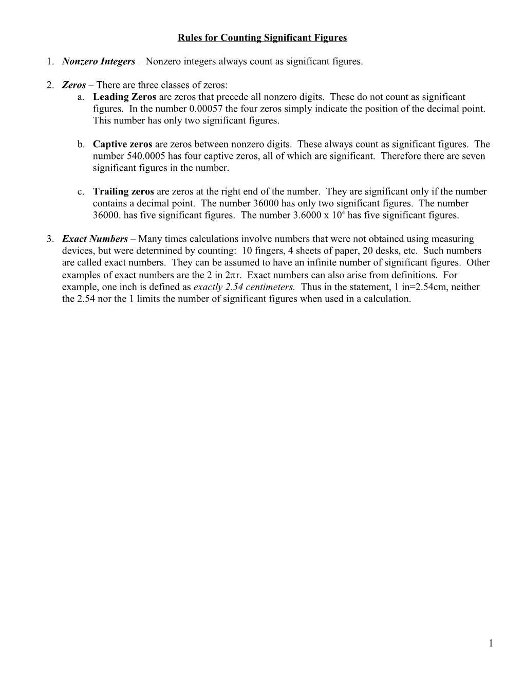 Rules for Counting Significant Figures