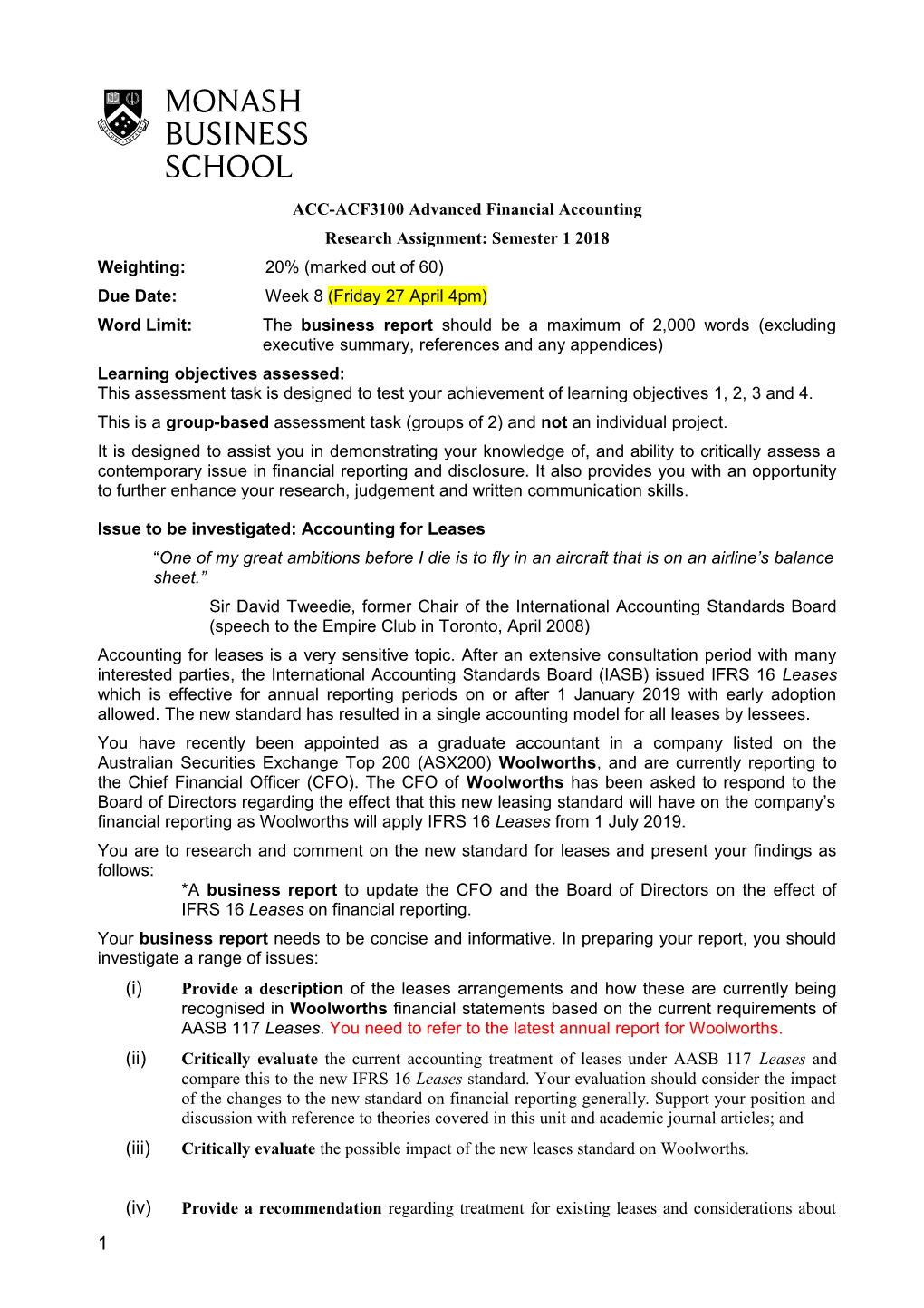 ACC-ACF3100 Advanced Financial Accounting