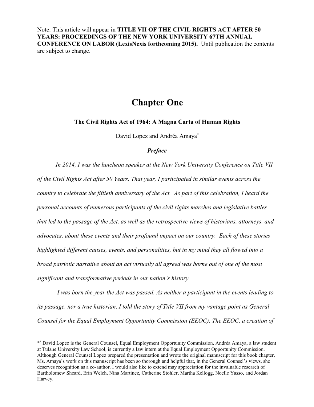 The Civil Rights Act of 1964: a Magna Carta of Human Rights