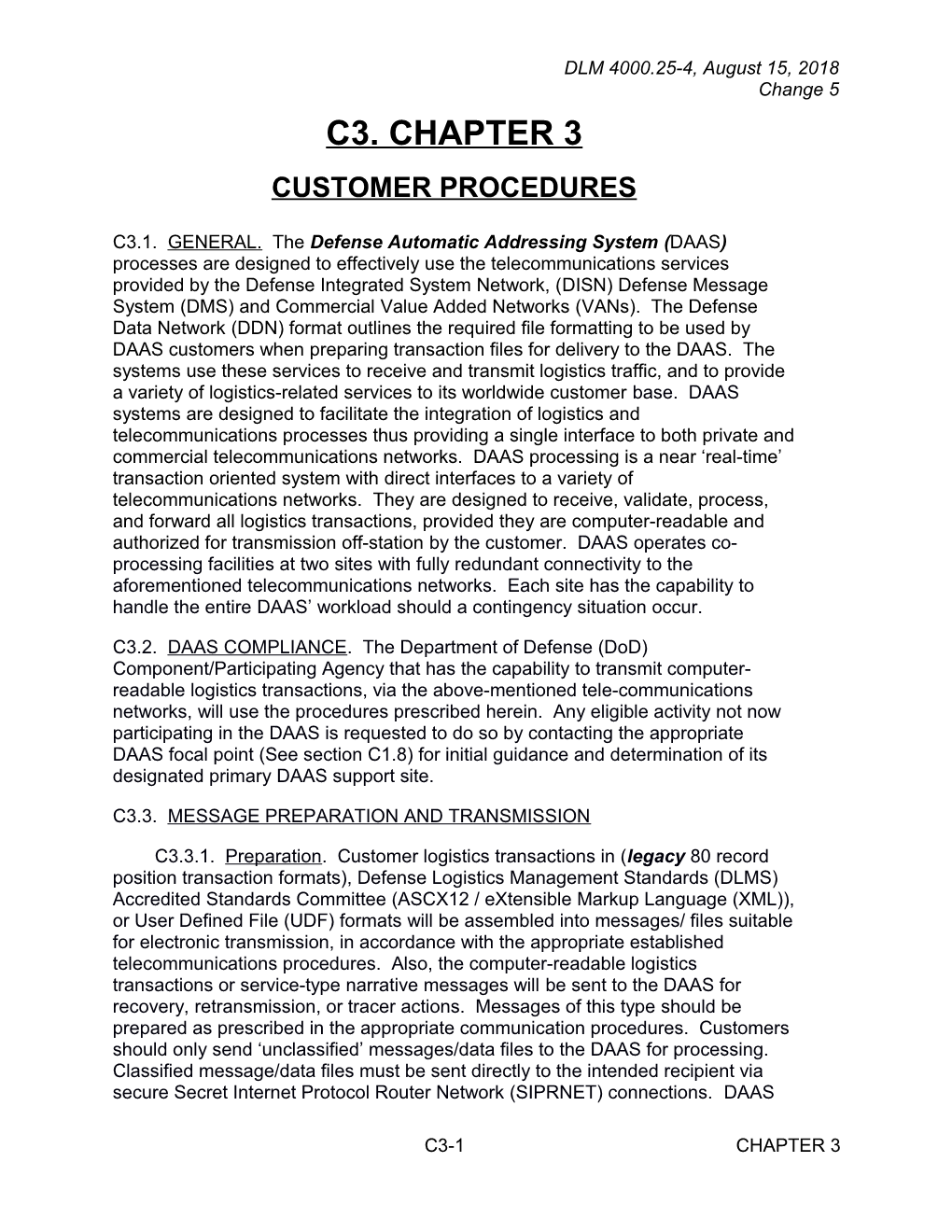 Chapter 3 - Customer Procedures