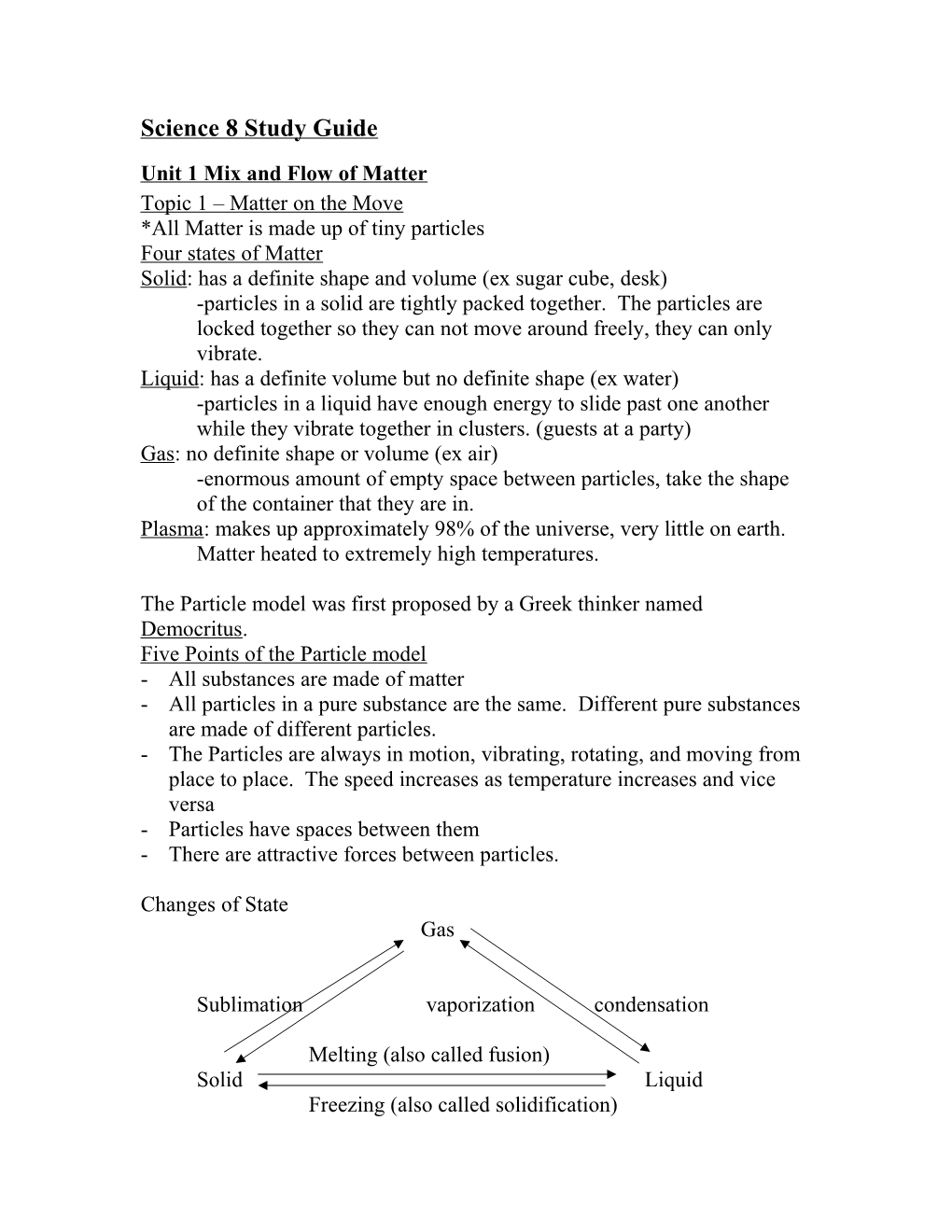 Science 8 Study Guide