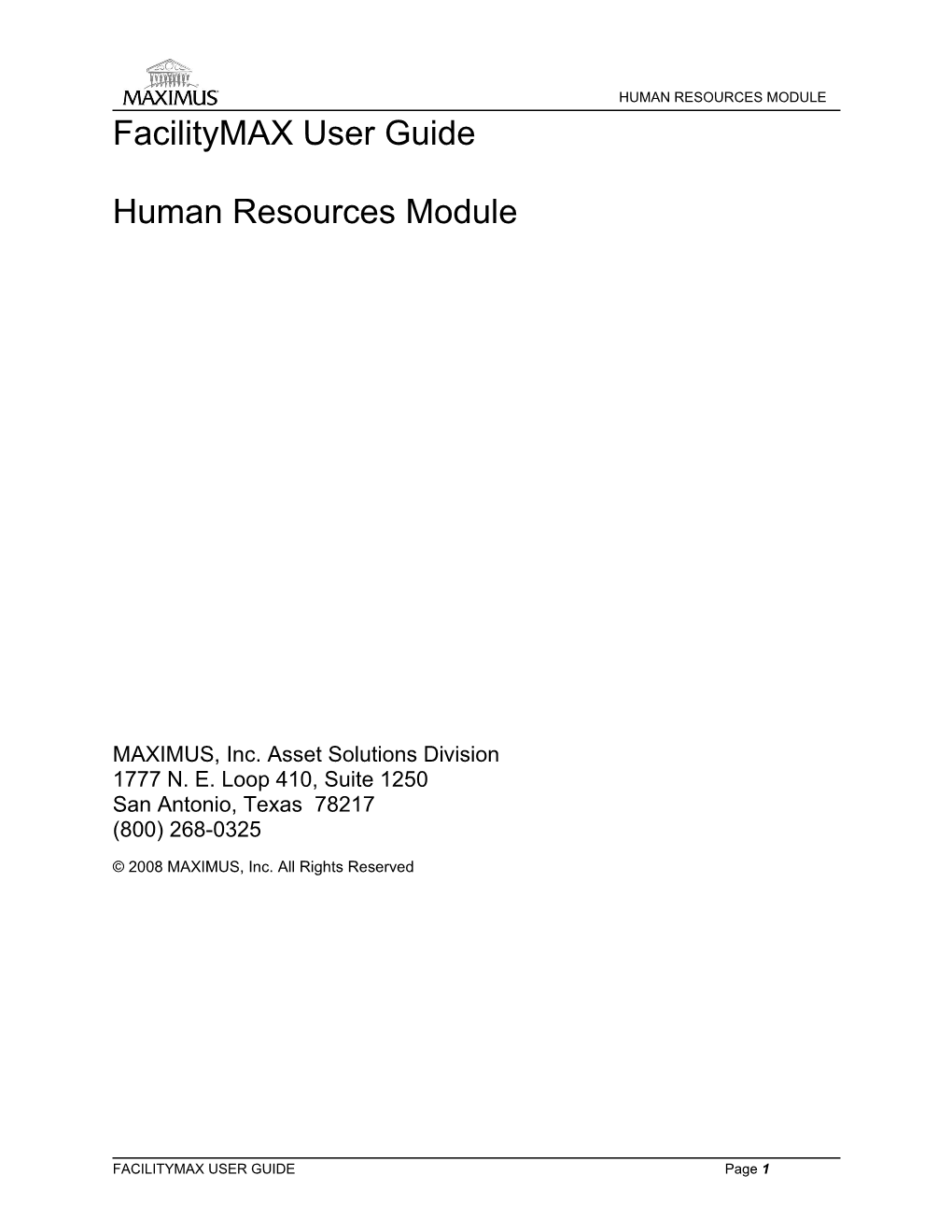 FMAX Human Resources Module User Guide