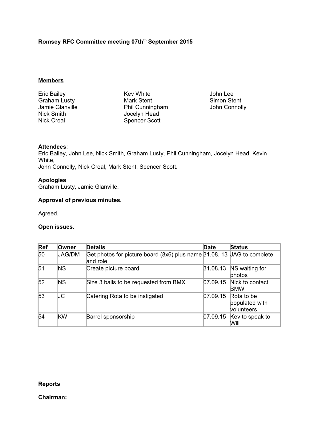 Romsey RFC Committee Meeting 07Ththseptember 2015