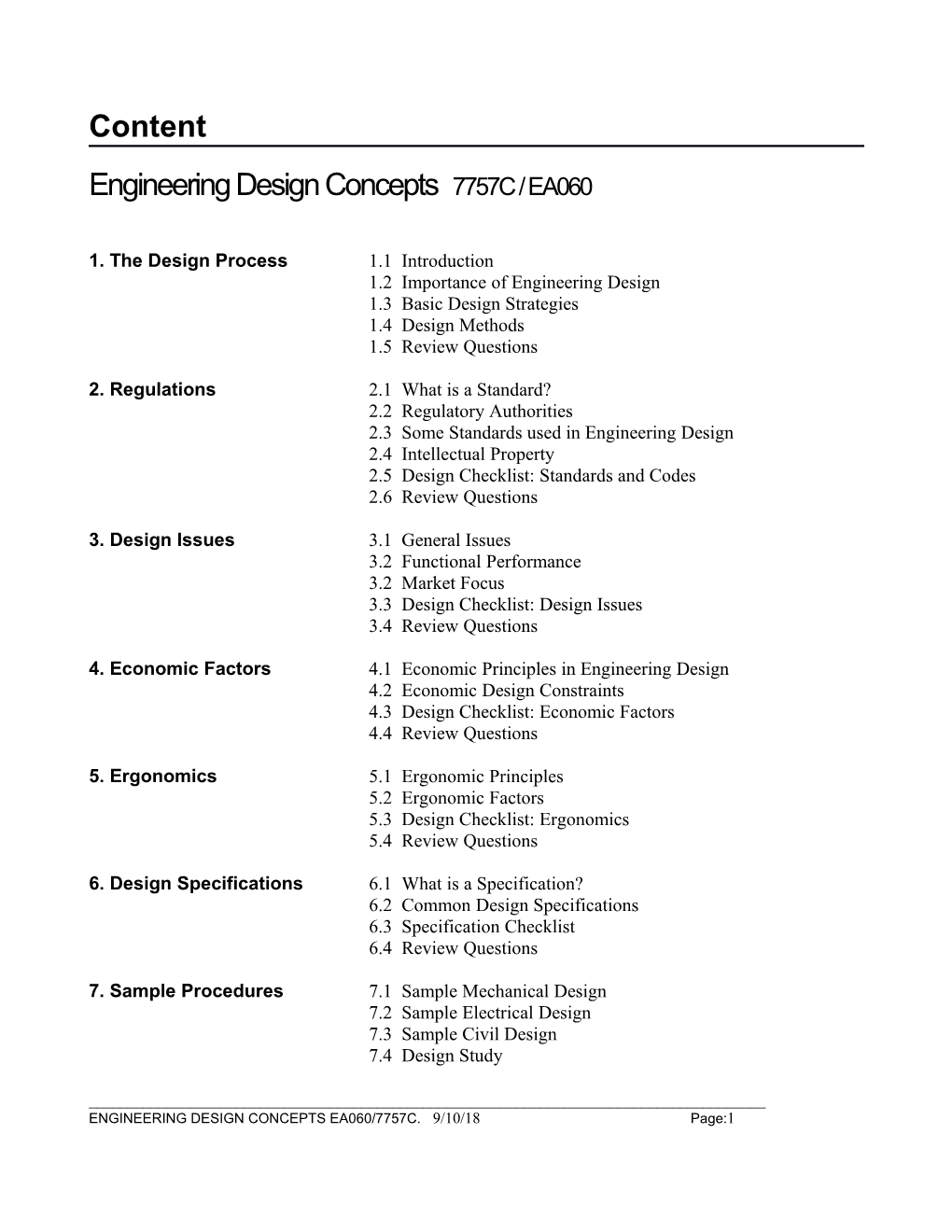 Engineering Design Concepts 7757C / EA060