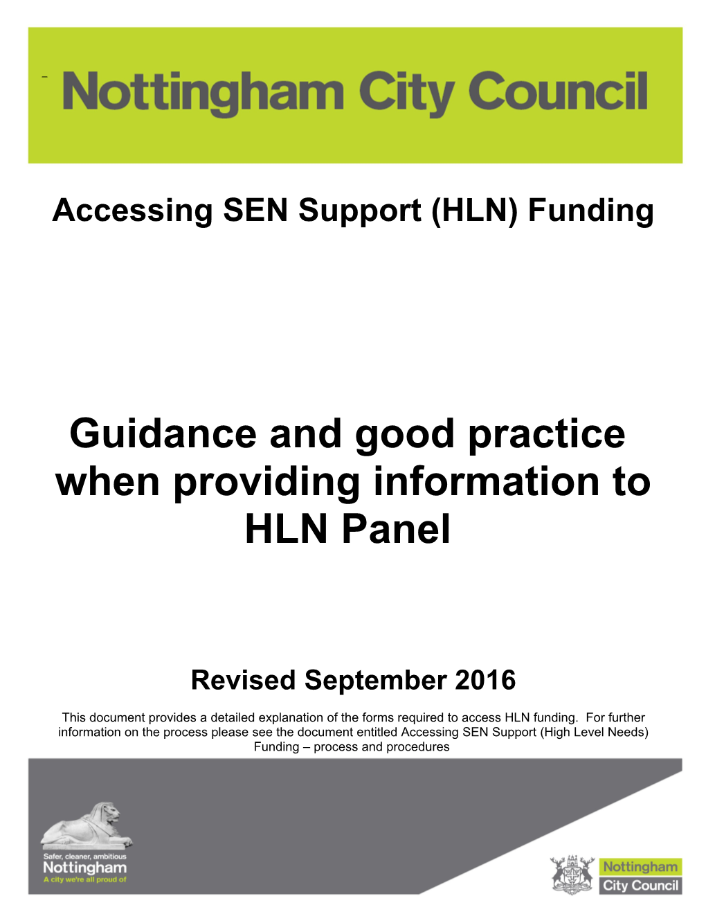 Accessing SEN Support(HLN) Funding