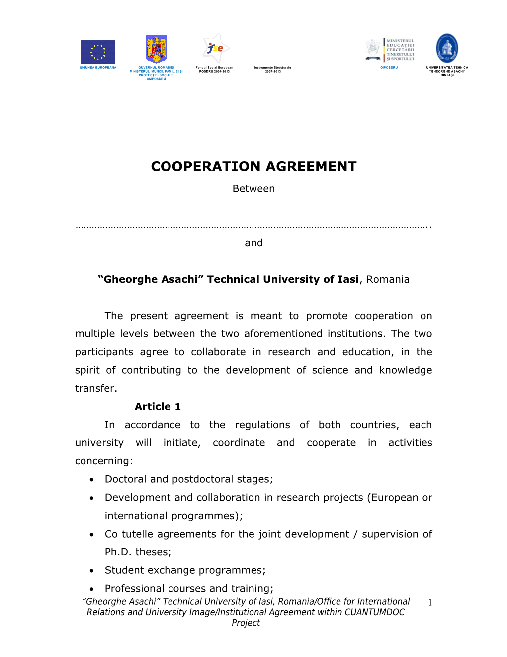 Cooperation Agreement