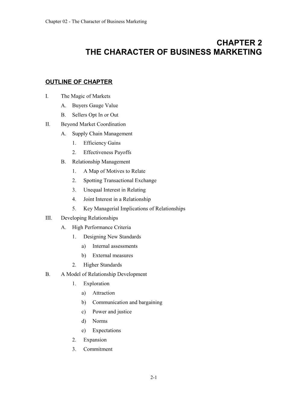 Chapter 02 - the Character of Business Marketing