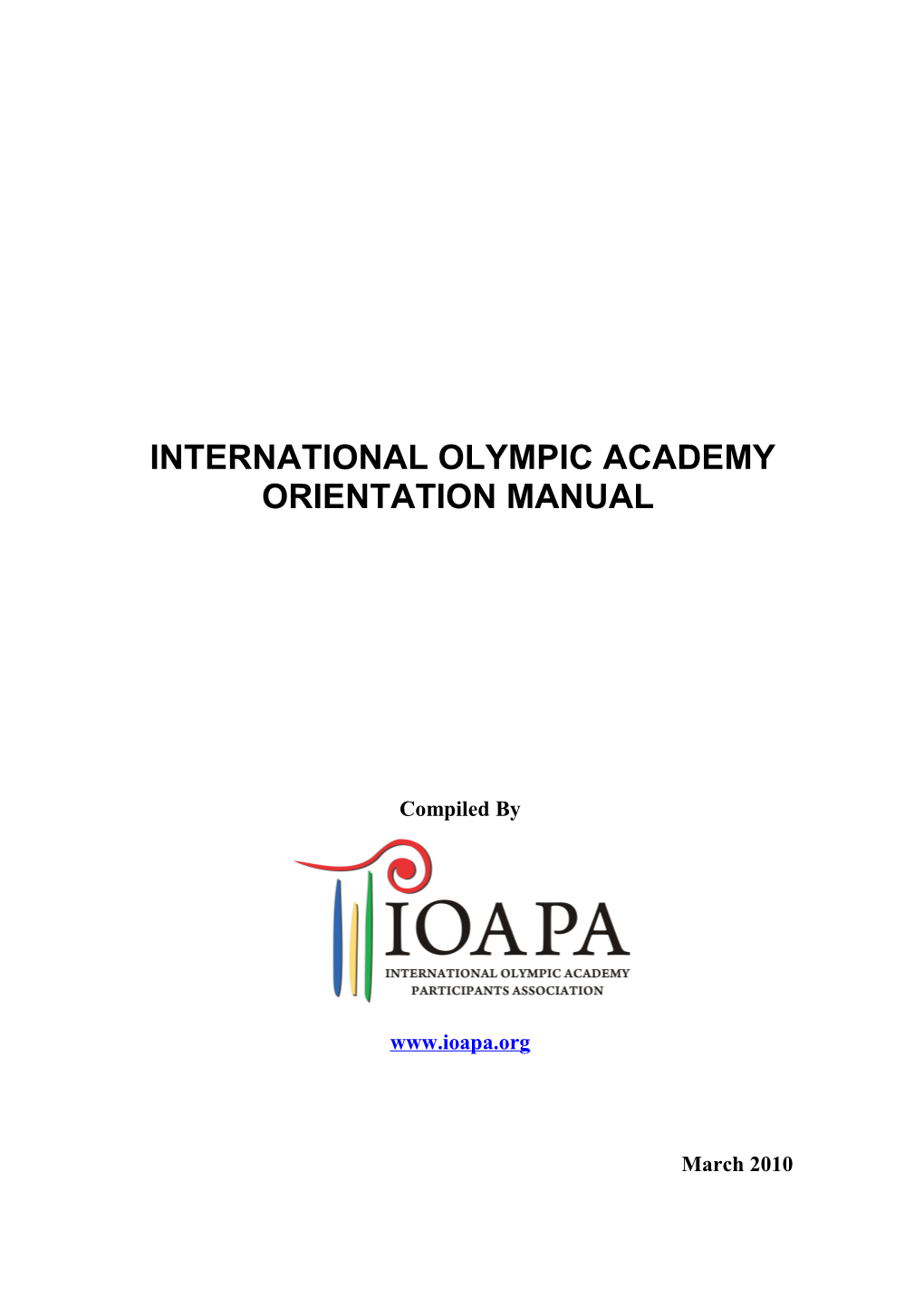 International Olympic Academy Orientation Manual