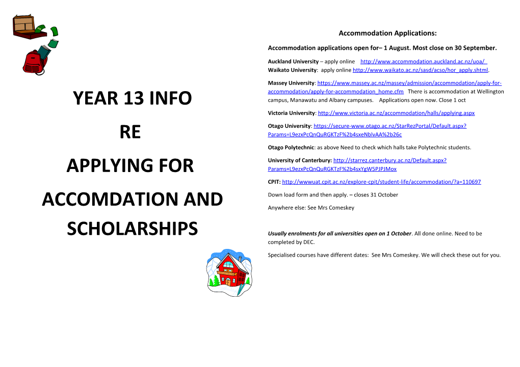 Accomdation and Scholarships