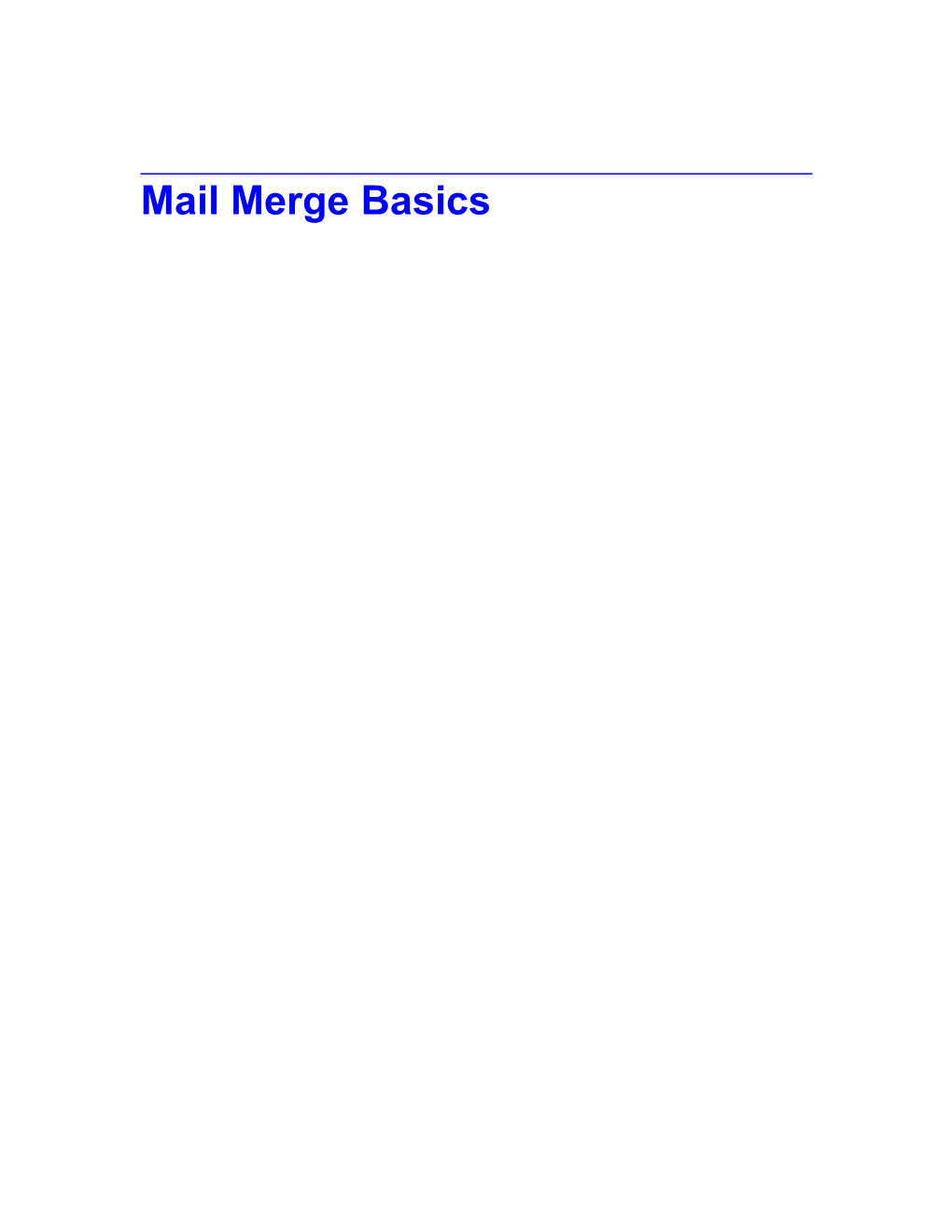 Mail Merge Basics