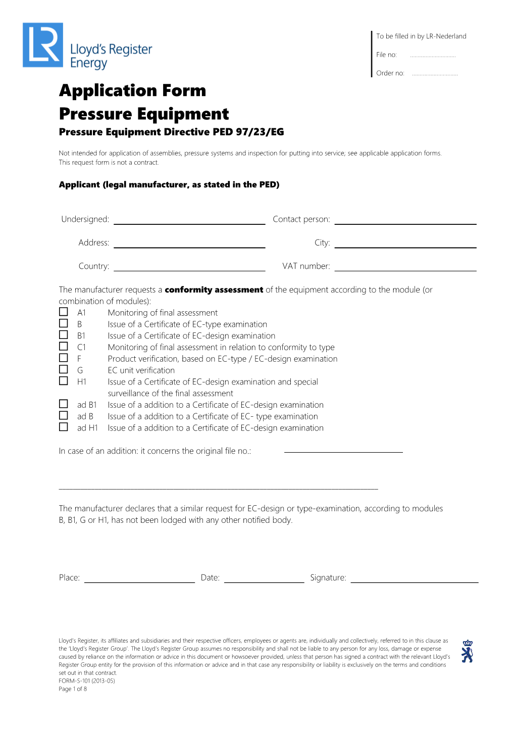 Pressure Equipment Directive PED 97/23/EG