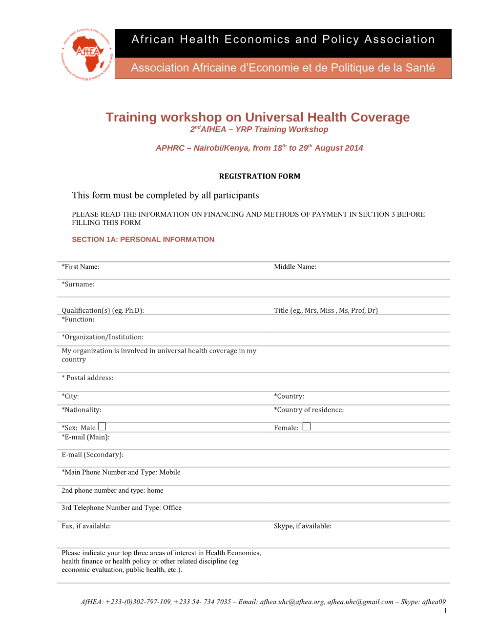 Training Workshop on Universal Health Coverage