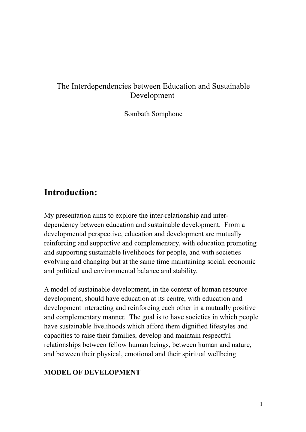 The Interdependencies Betweeneducation and Sustainable Development