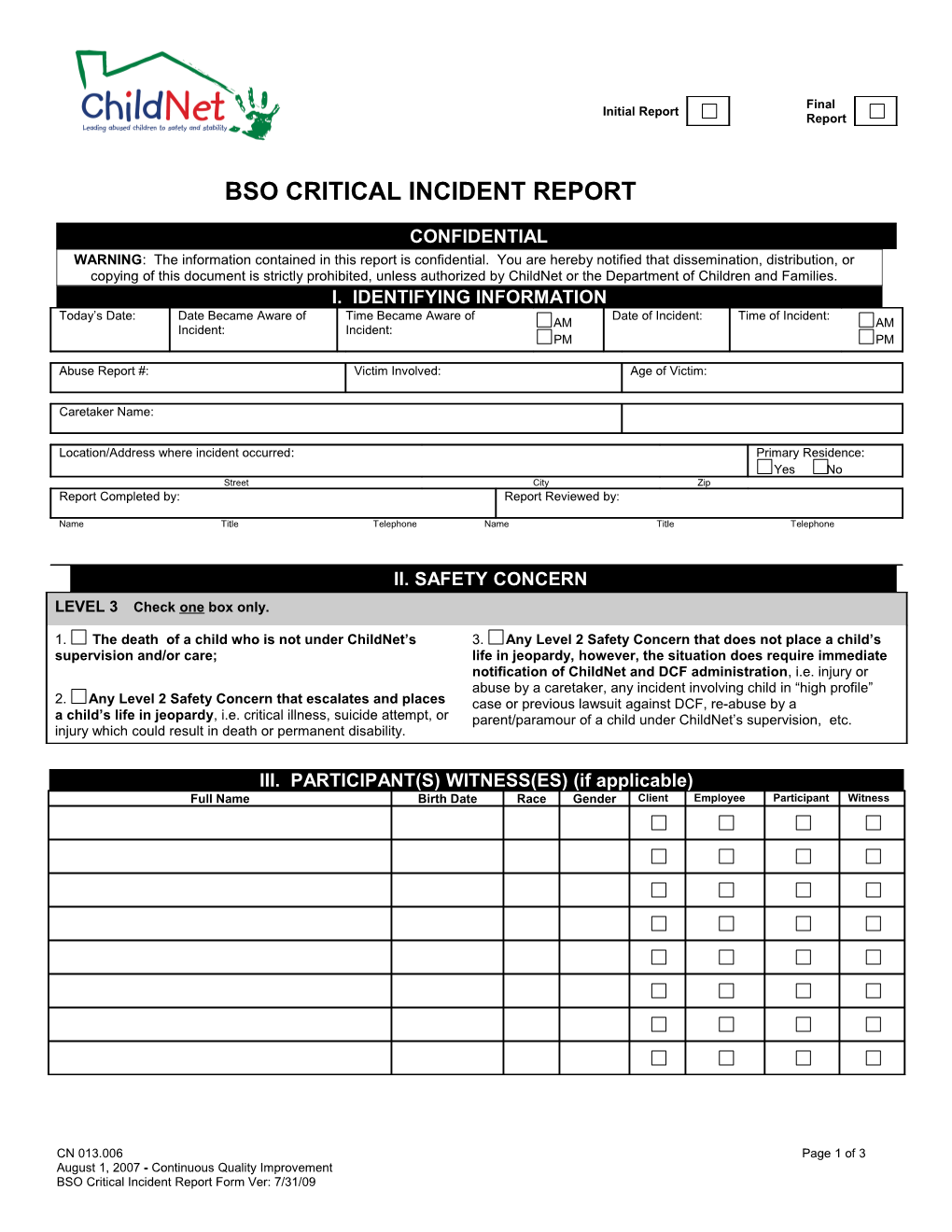 Procedure Format Draft