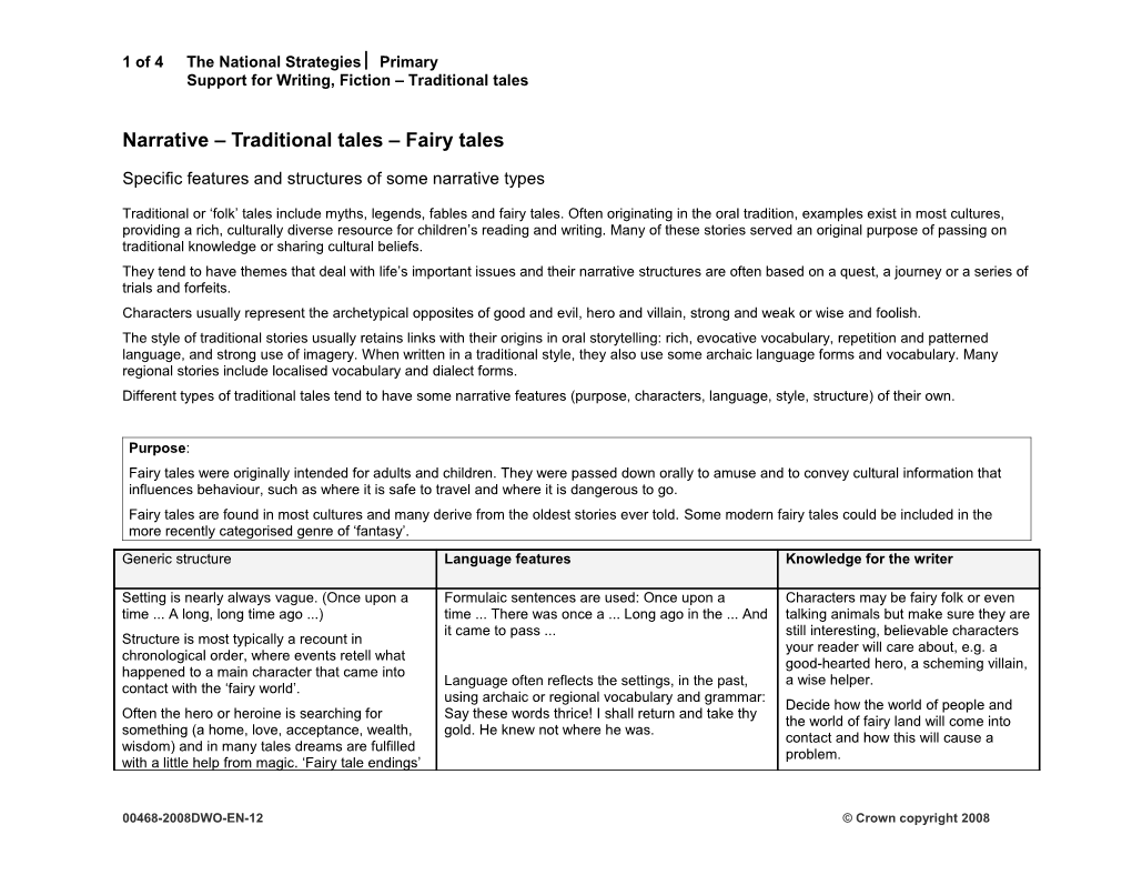 Narrative - Traditional Tales - Fairy Tales