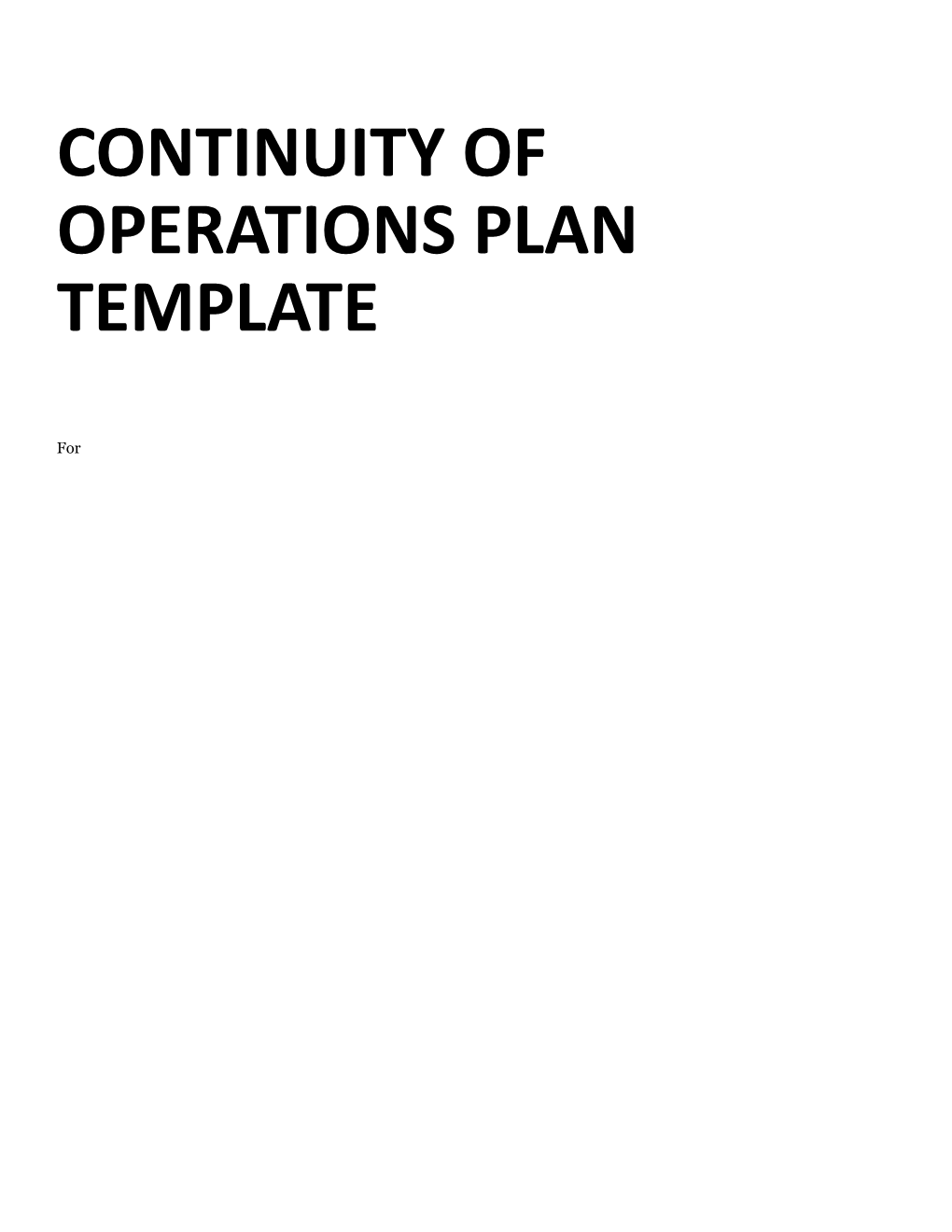 Continuity Ofoperations Plantemplate