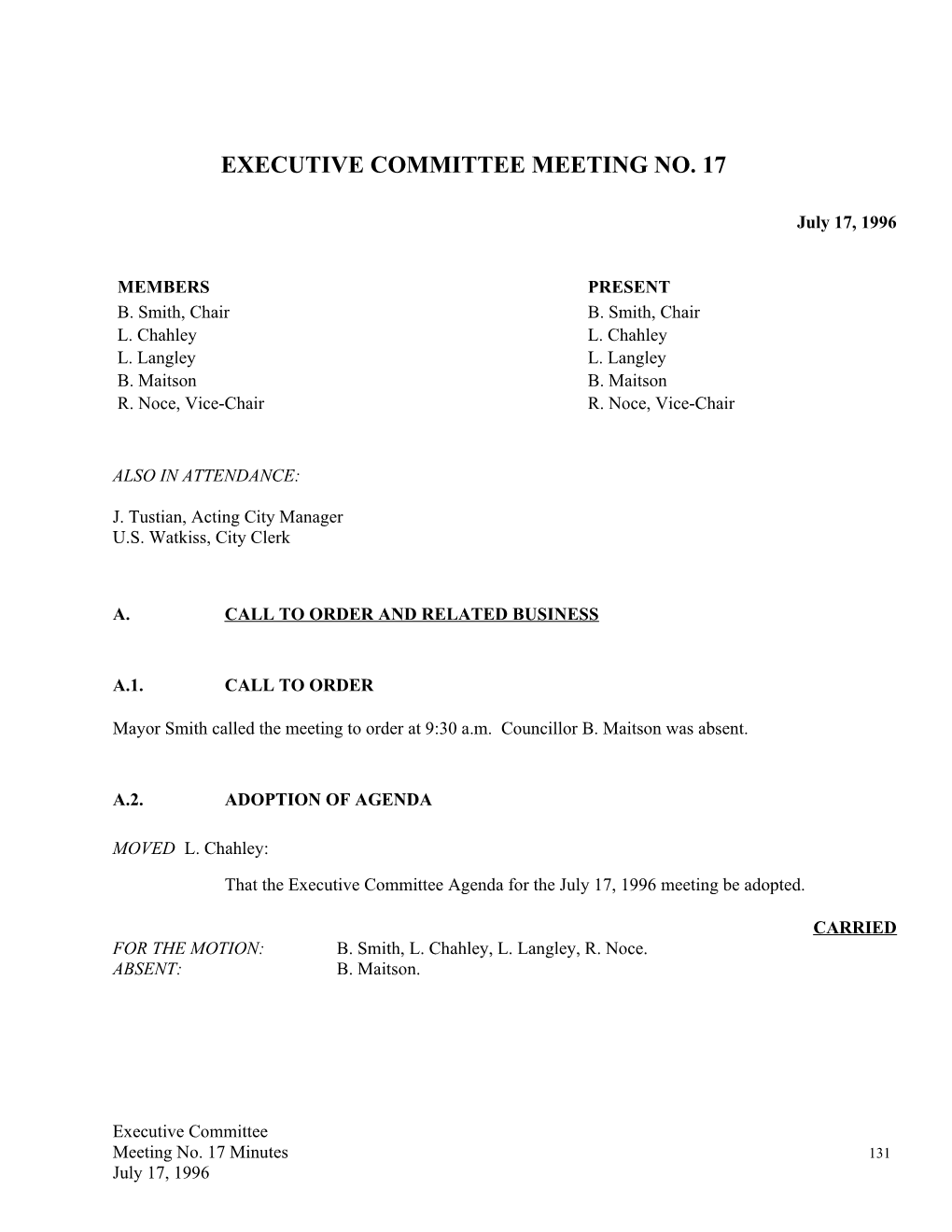 Executive Committee Meeting No. 17